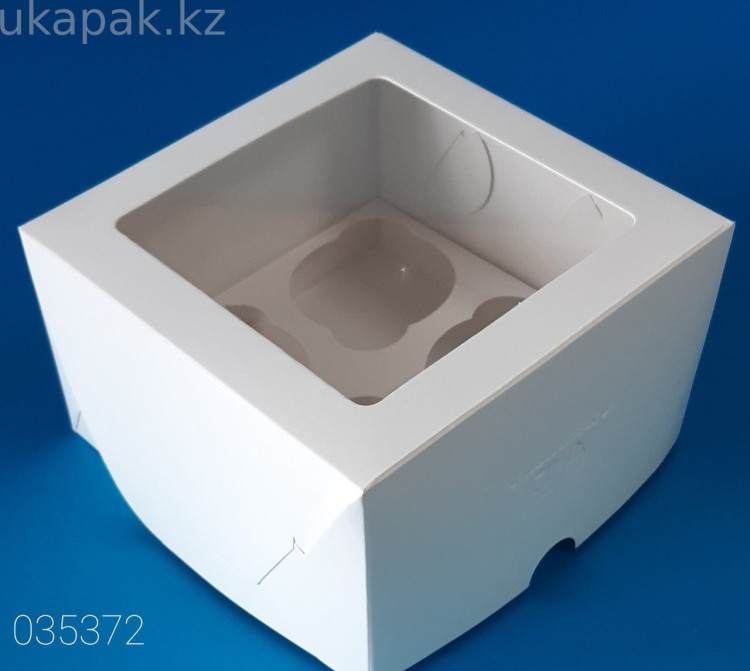 Pasticciere Короб картонный под 4 капкейка с ОКНОМ 160*160*100 мм (100шт/кор) 035372