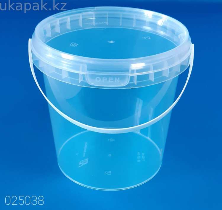 Ведро 1,1 л с ручкой прозрачное Крышка d130/G прозрачная NEW